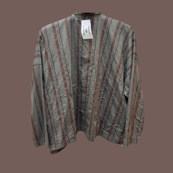 Eskandar Tunic ShirtStriped Gray BurgundySize 1Vintage